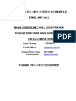 Eucharistic Minister'S Schedule: February 2012