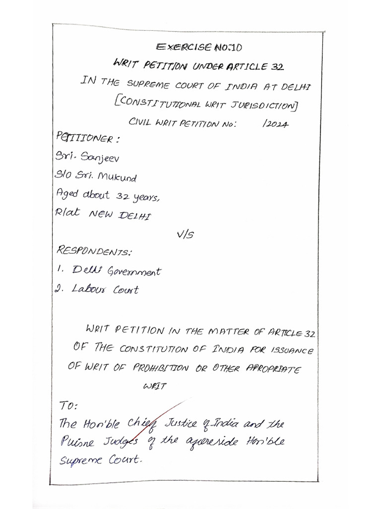 Writ Petition Under Article 32 | PDF