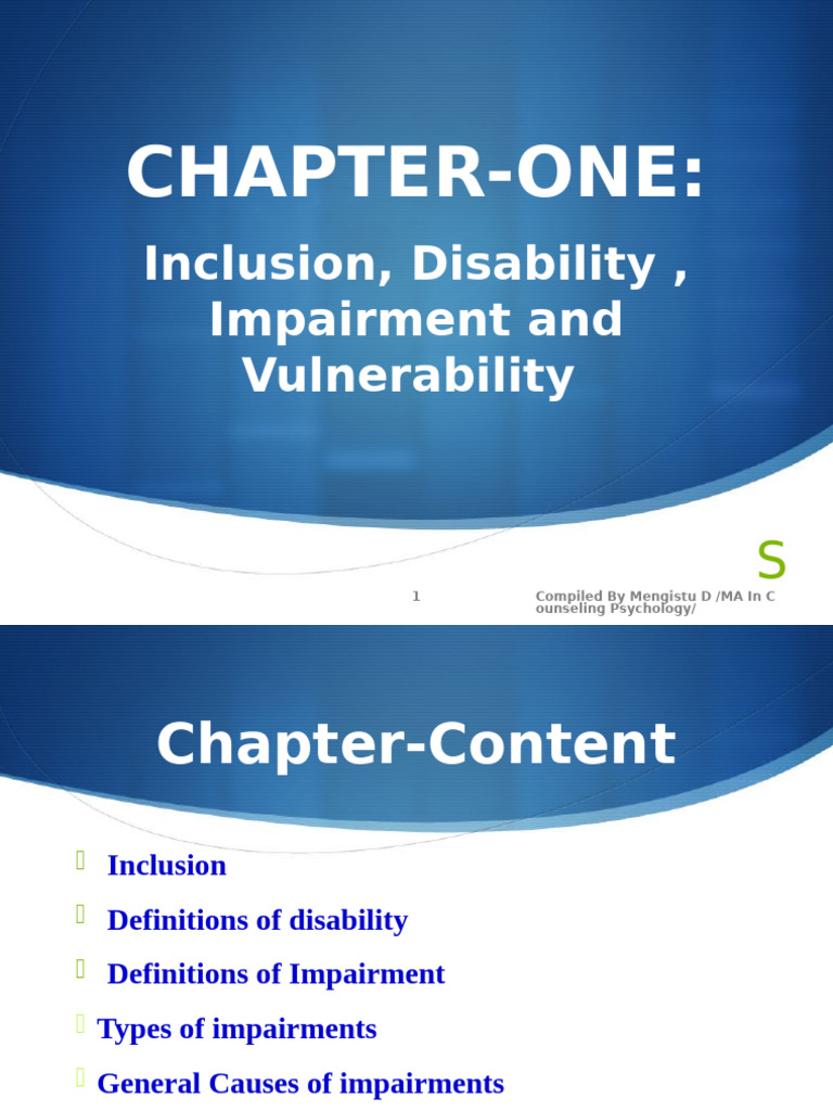 Understanding Inclusion and Impairment | PDF | Disability | Vulnerability