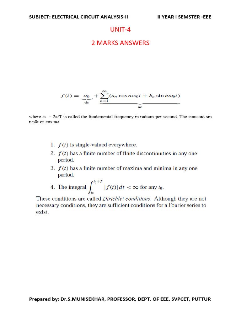 Eca-Ii Unit 4 Answers | PDF | Fourier Series | Trigonometric Functions