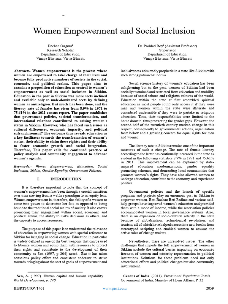 Women Empowerment and Social Inclusion | PDF | Empowerment | Social ...