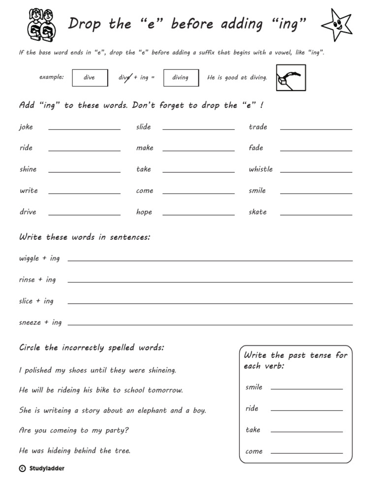Studyladder+ +Rule +Drop+Final+'e'+Before+Adding+a+Suffix. | PDF