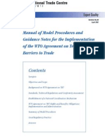 Manual of Model Procedures and Guidance Notes For The Implementation of The WTO Agreement On Technical Barriers To Trade