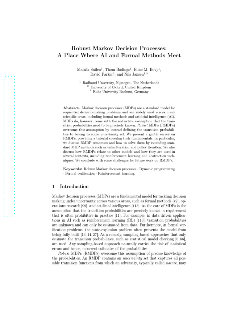 Robust Markov Decision Processes Overview | PDF | Mathematical Logic ...