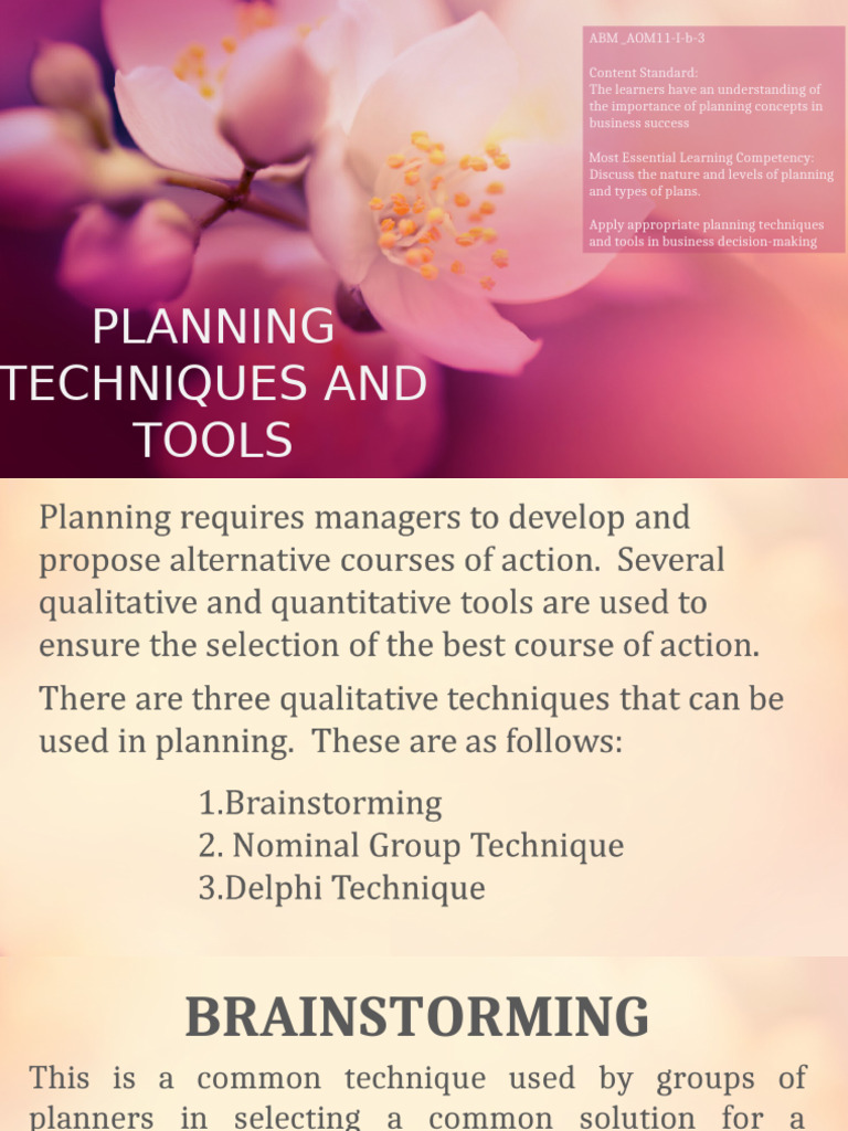 Planning Techniques | PDF | Decision Making | Brainstorming