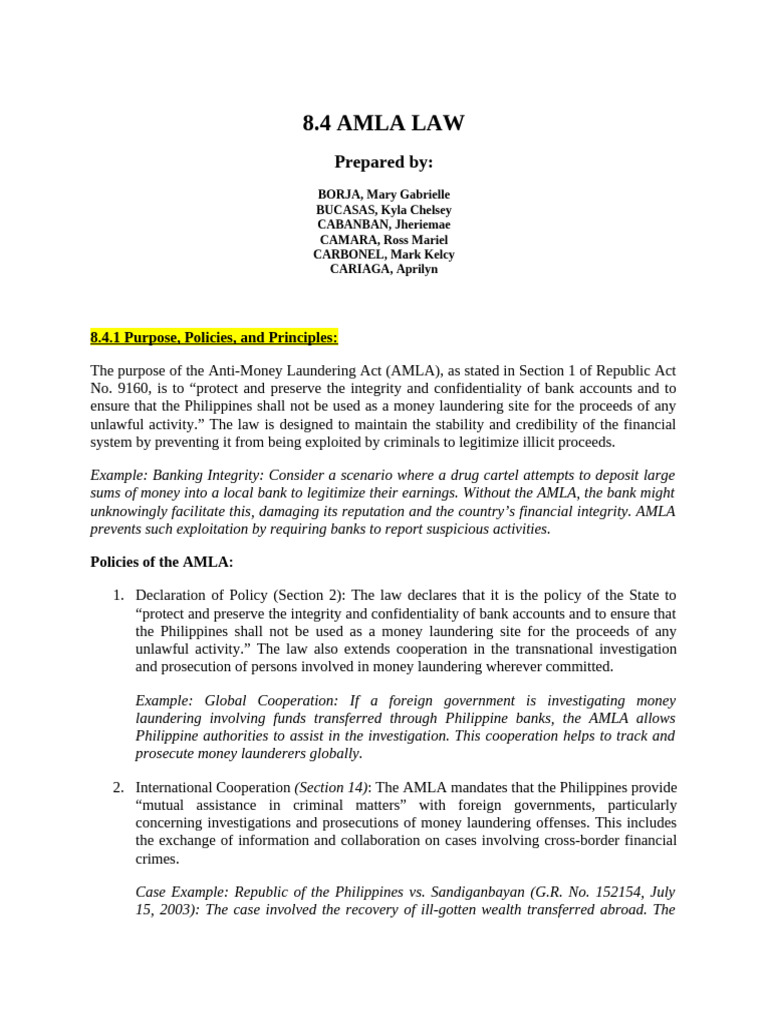 GROUP 4 _AMLA LAW | PDF | Money Laundering | Crimes
