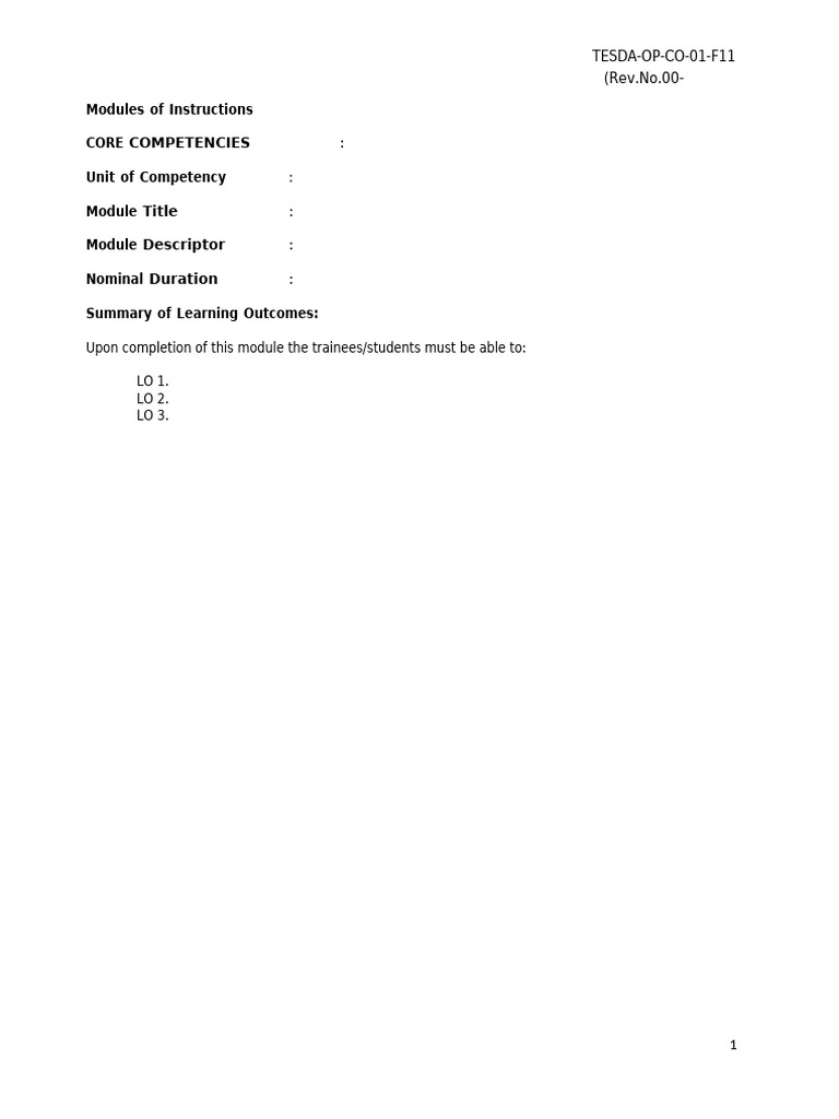 TESDA Module Instruction Overview | PDF