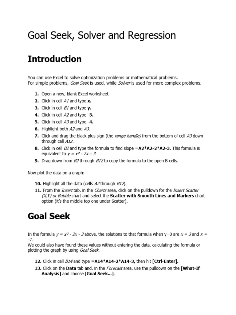 Excel Goal Seek vs. Solver Explained | PDF | Microsoft Excel | Applied ...