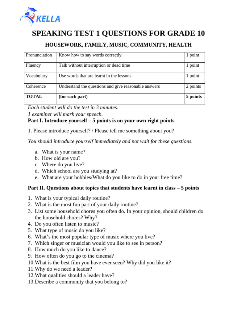 G10 Speaking 1 | PDF