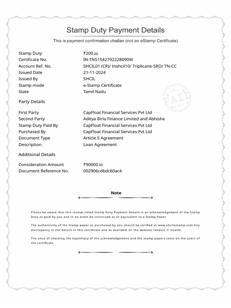 Estamp pdf loans interest