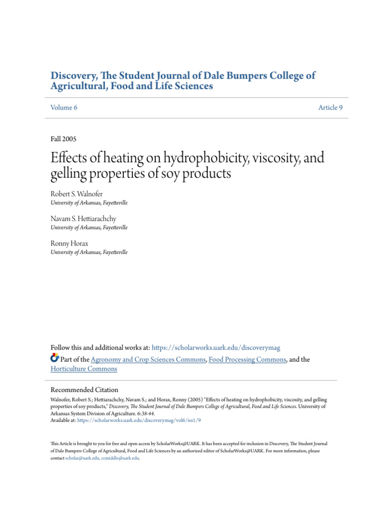 Effects of Heat on Soy Product Properties | PDF | Soybean ...