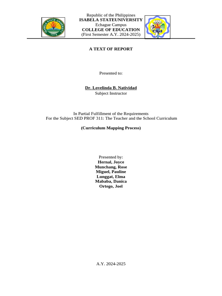 Curriculum Mapping Process Group 6 | PDF | Curriculum | Learning