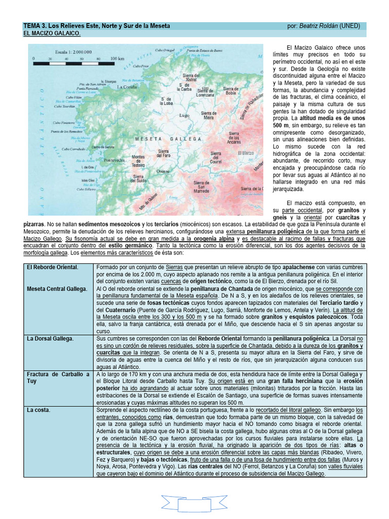 Relieves del Macizo Galaico y Meseta | PDF | Ciencias de la Tierra ...