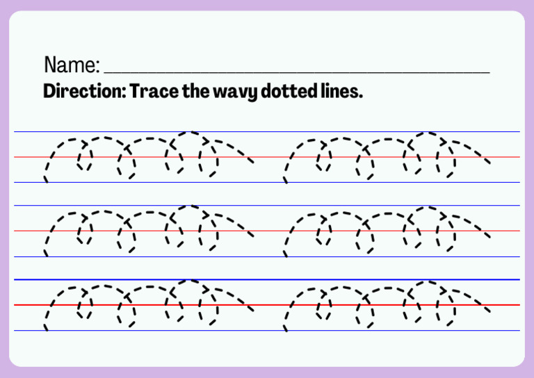 Cream Simple Wavy Line Tracing Worksheet (1) PDF
