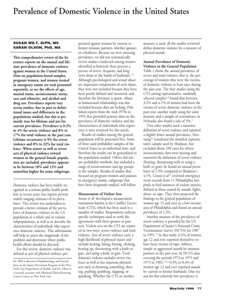 Domestic Violence Prevalence in the US | PDF | Domestic Violence | Violence