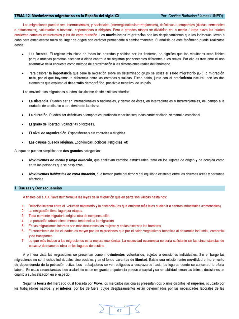 Movimientos migratorios en España XX | PDF | Migración humana | España