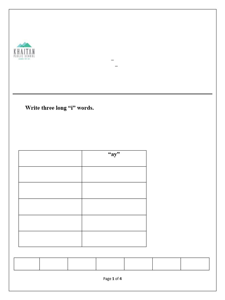 Grade 1 English Practice Worksheet | PDF