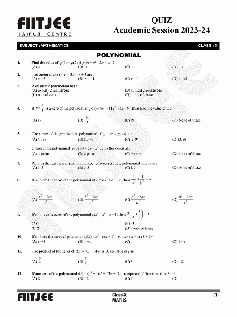 Polynomial class 10 by rishil pdf