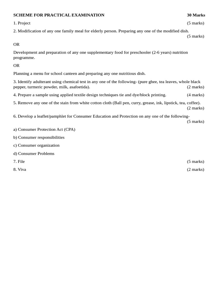 Scheme For Practical Examination | PDF