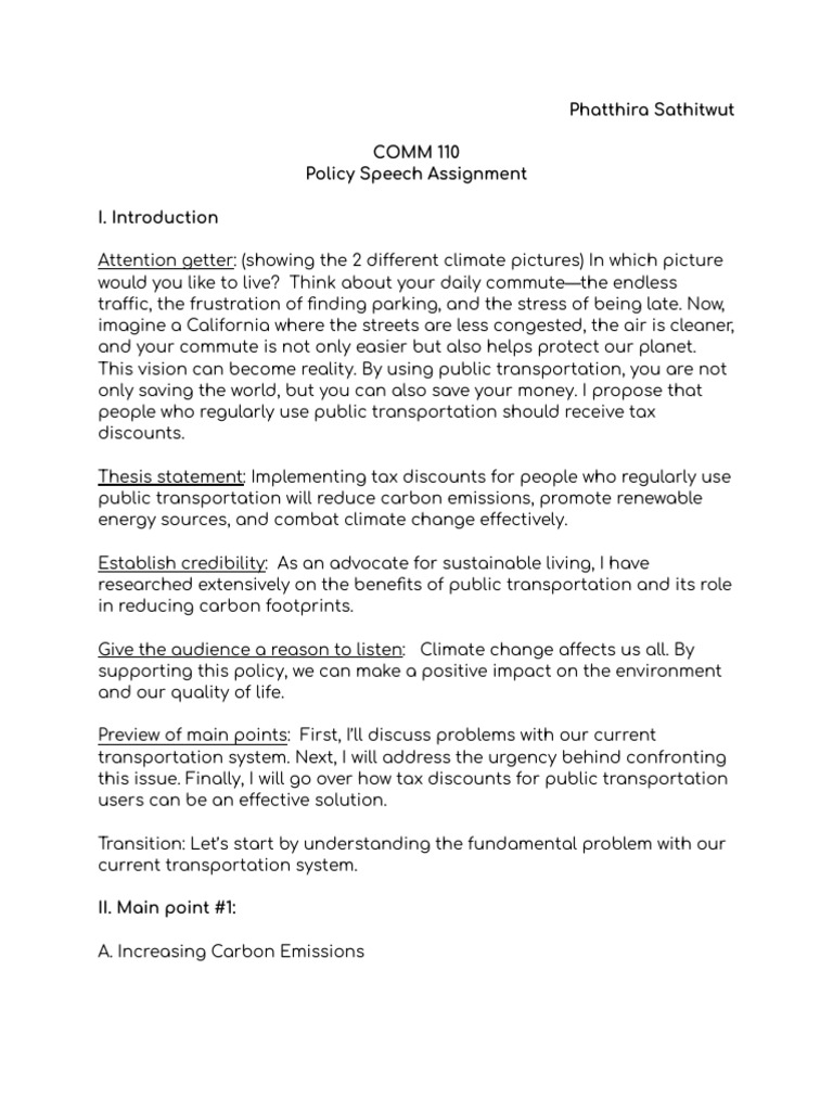 Policy speech | PDF | Climate Change | Public Transport
