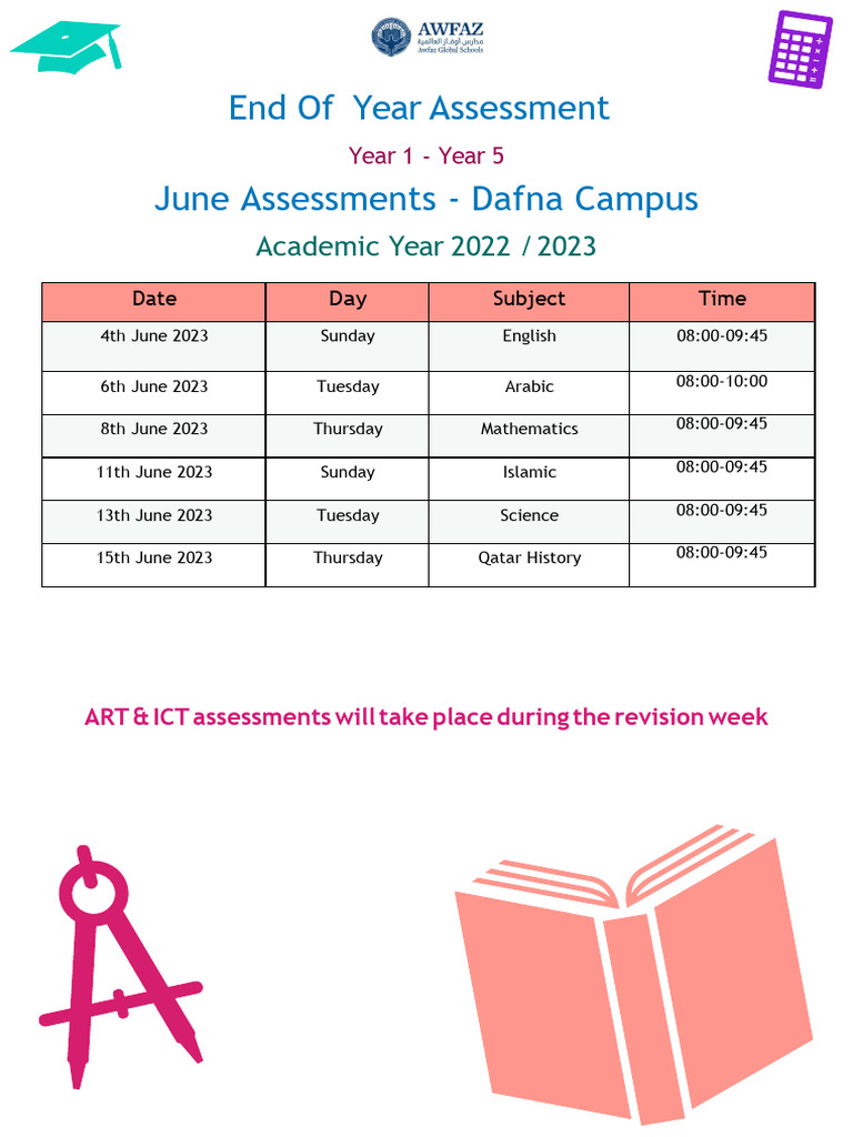 Yr 5 June 2023 Assessments Timetable | PDF