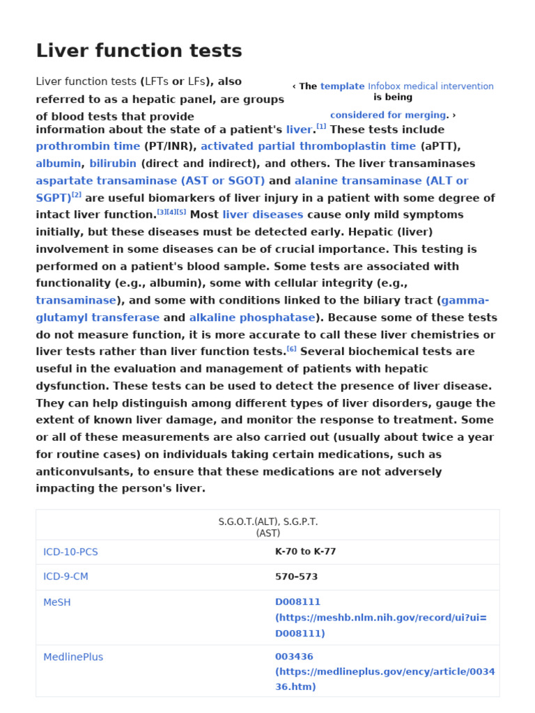 Liver Function Tests - Wikipedia382 | PDF | Exocrine System | Liver