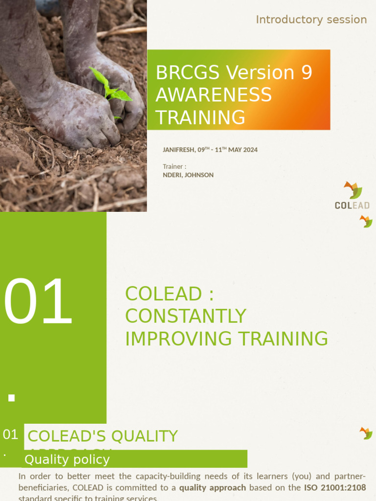 BRCGS Version 9 Awareness Training | PDF | Learning | Hazard Analysis ...