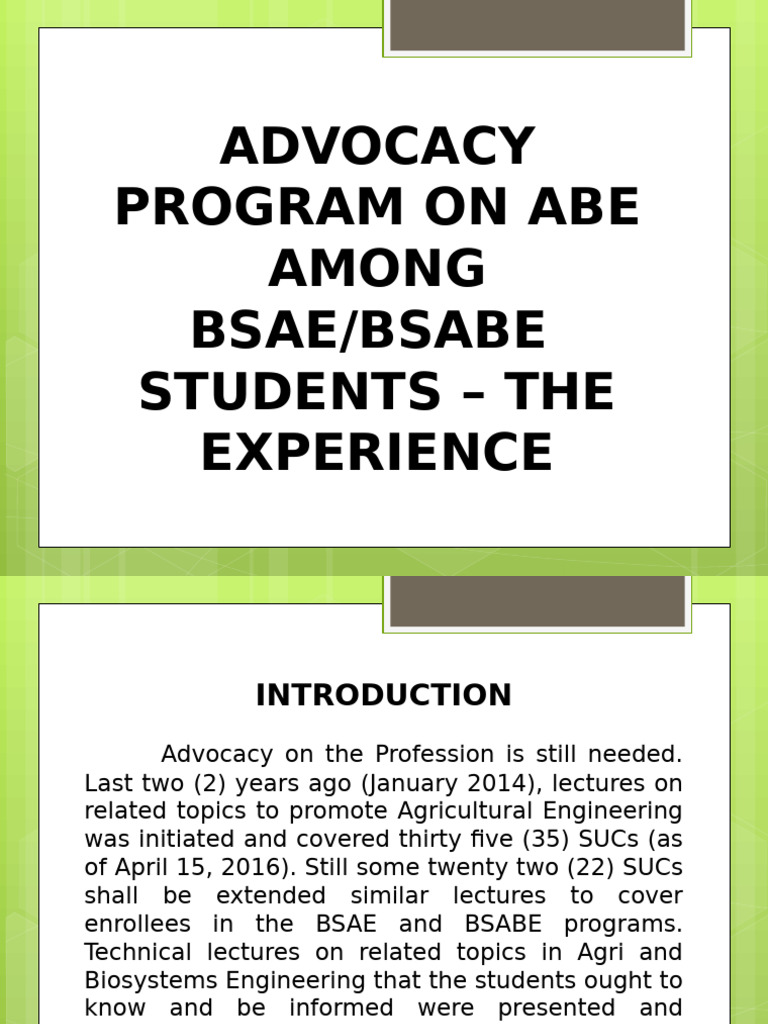 Advocacy Program On Abe 2 | PDF