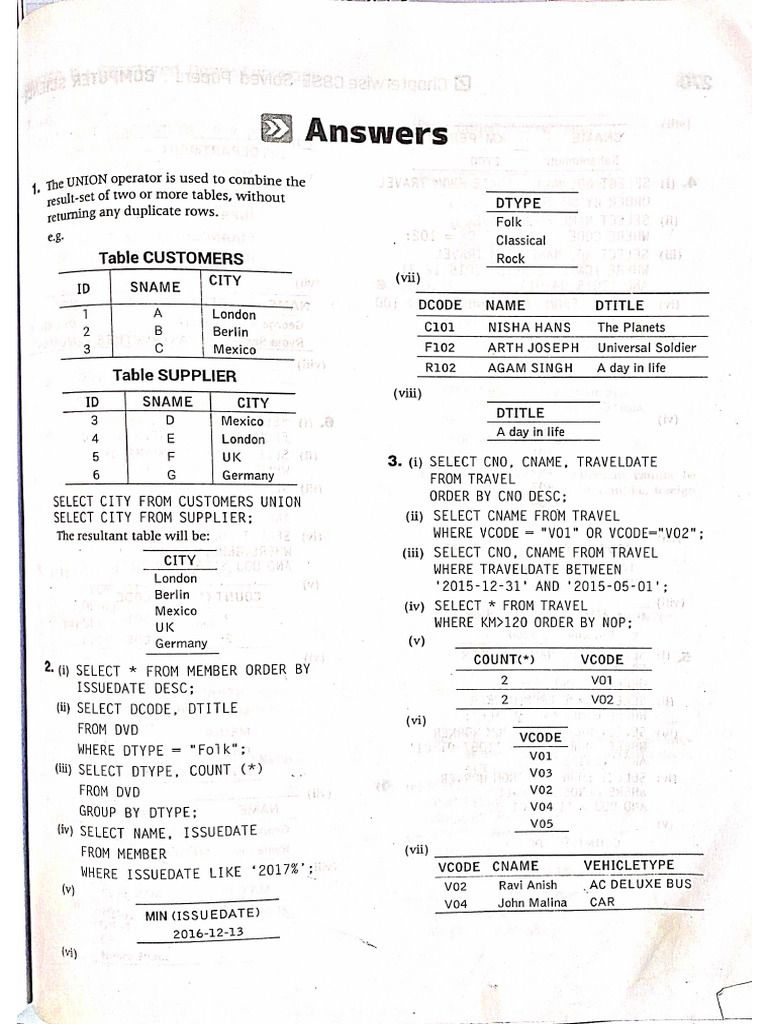 SQL Answers | PDF
