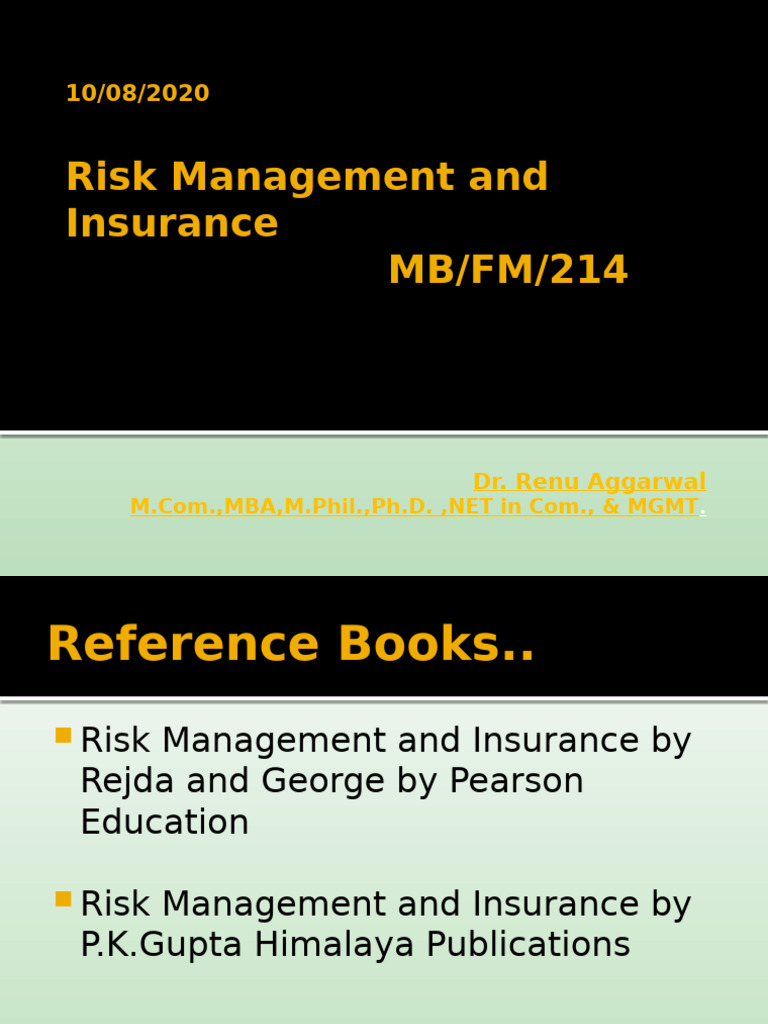 Risk Management and Insurance Overview | PDF | Insurance | Risk
