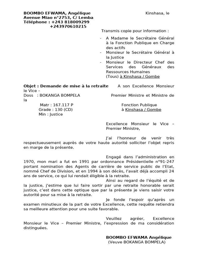 Demande de mise à la retraite | PDF | Gouvernement