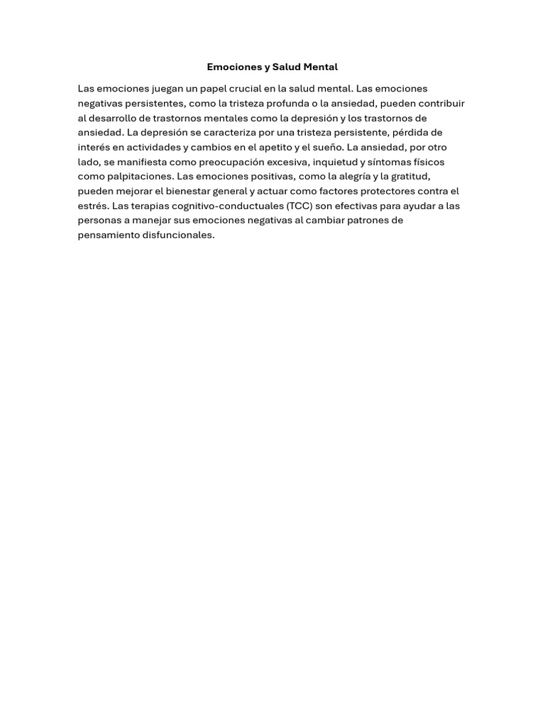 Emociones y su Impacto en la Salud Mental | PDF