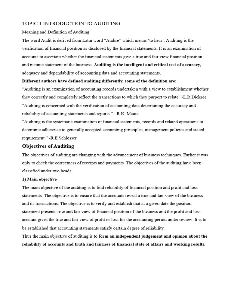 Introduction to Auditing Basics | PDF | Audit | Financial Services