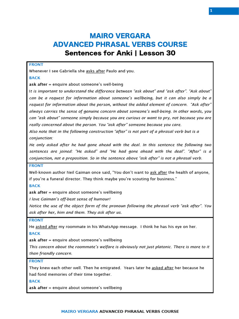 Advanced Phrasal Verbs Course Guide | PDF | Linguistic Morphology ...
