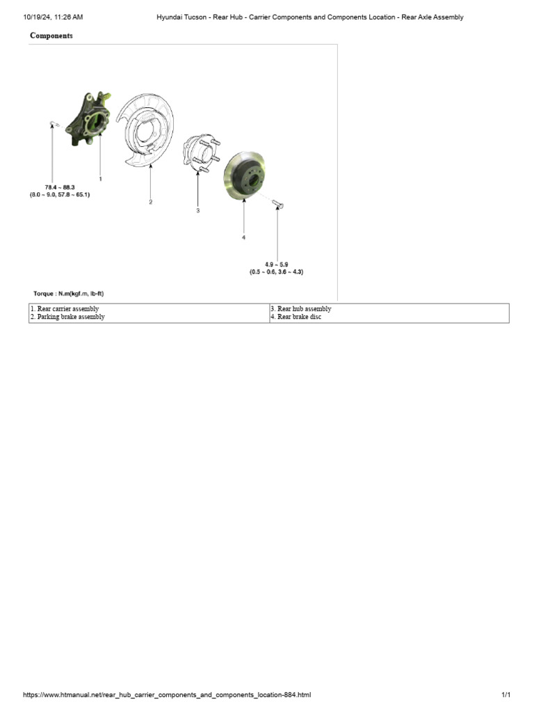Rear Axle Assembly Components Guide | PDF