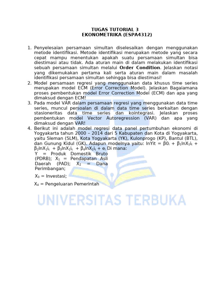Tugas Tutorial 3 ESPA4312 | PDF
