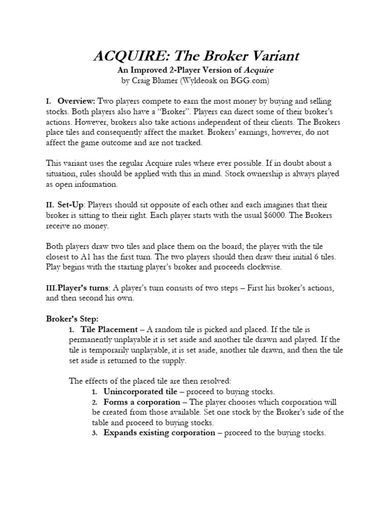 Acquire 2 player pdf 2 pdf stocks corporations