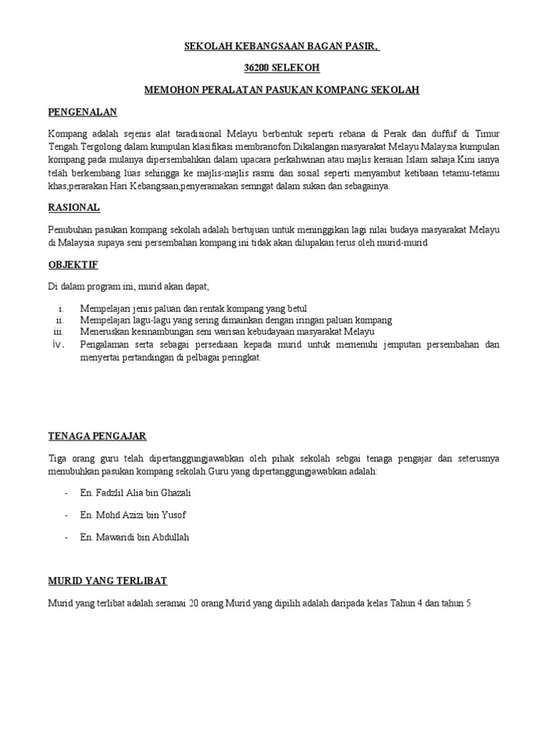 Kertas Kerja Mohon Peralatan  PDF