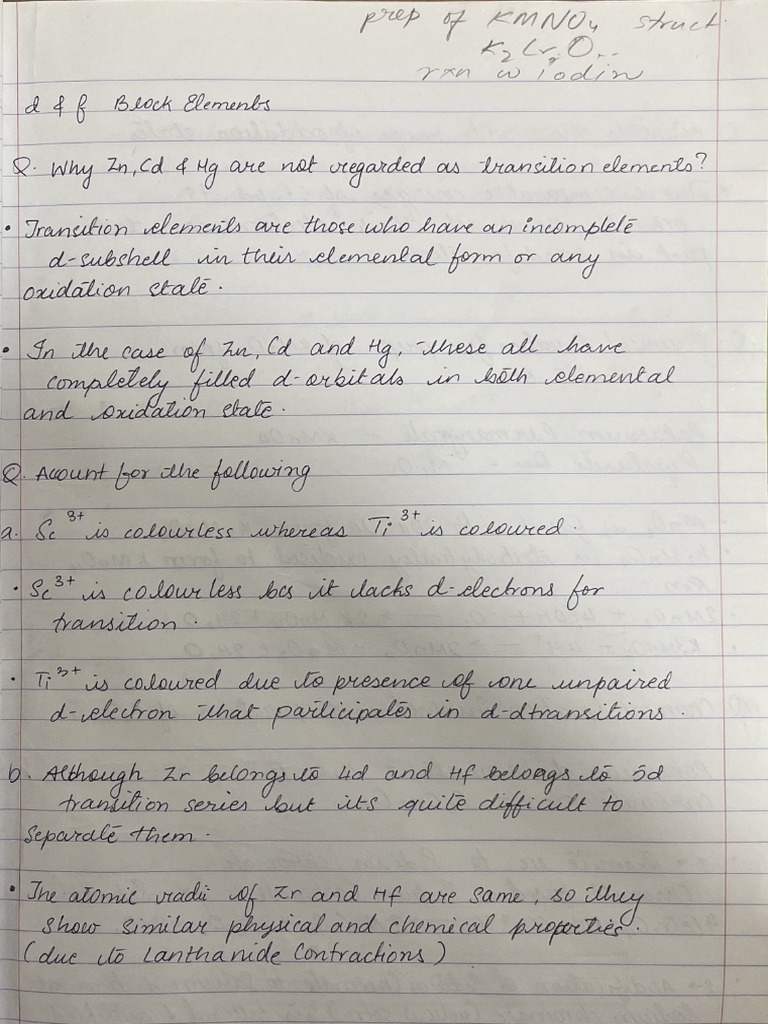 D and F Block Questions | PDF