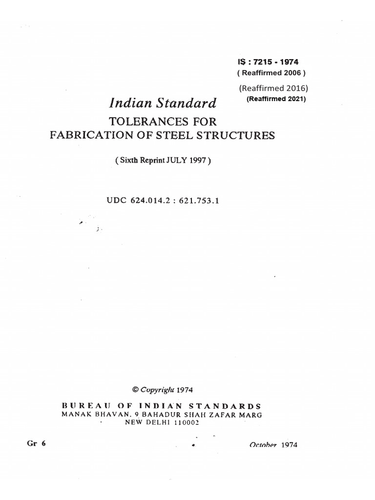 BIS Reaffirmed Standards Overview | PDF