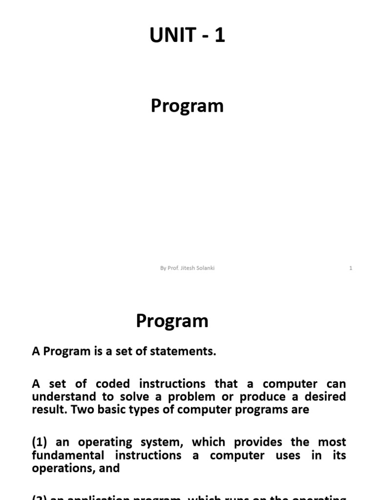 Unit-1 Introduction To Programming | PDF | Computer Programming ...