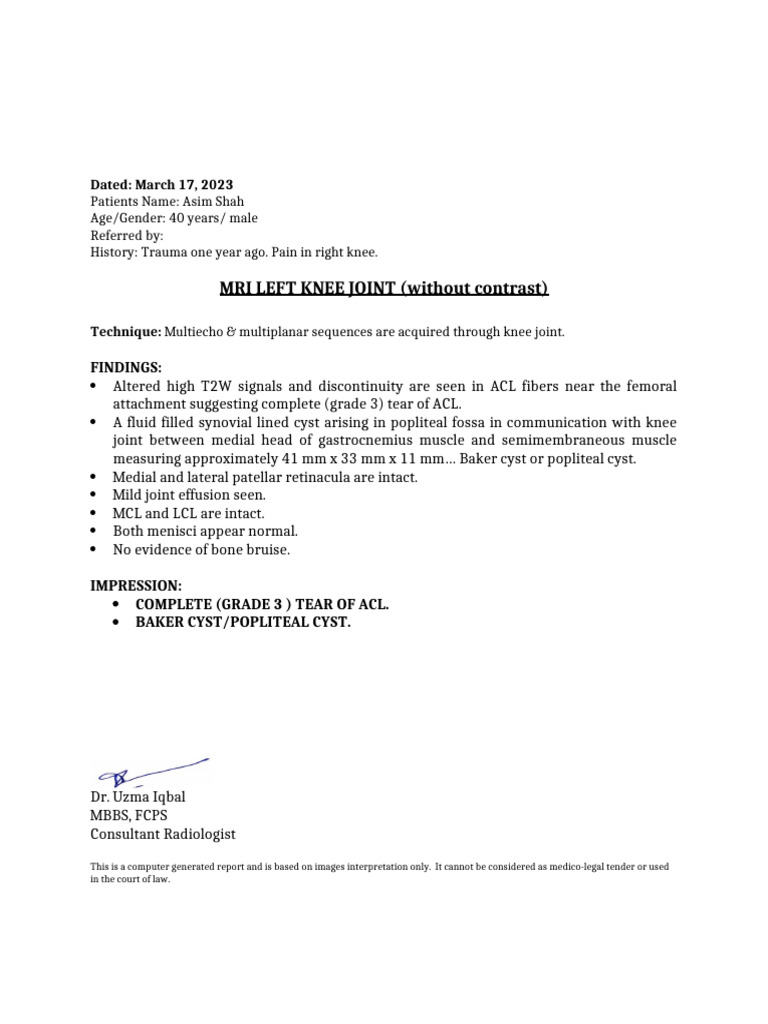 Asim Shah PAK HAELTH MRI | PDF
