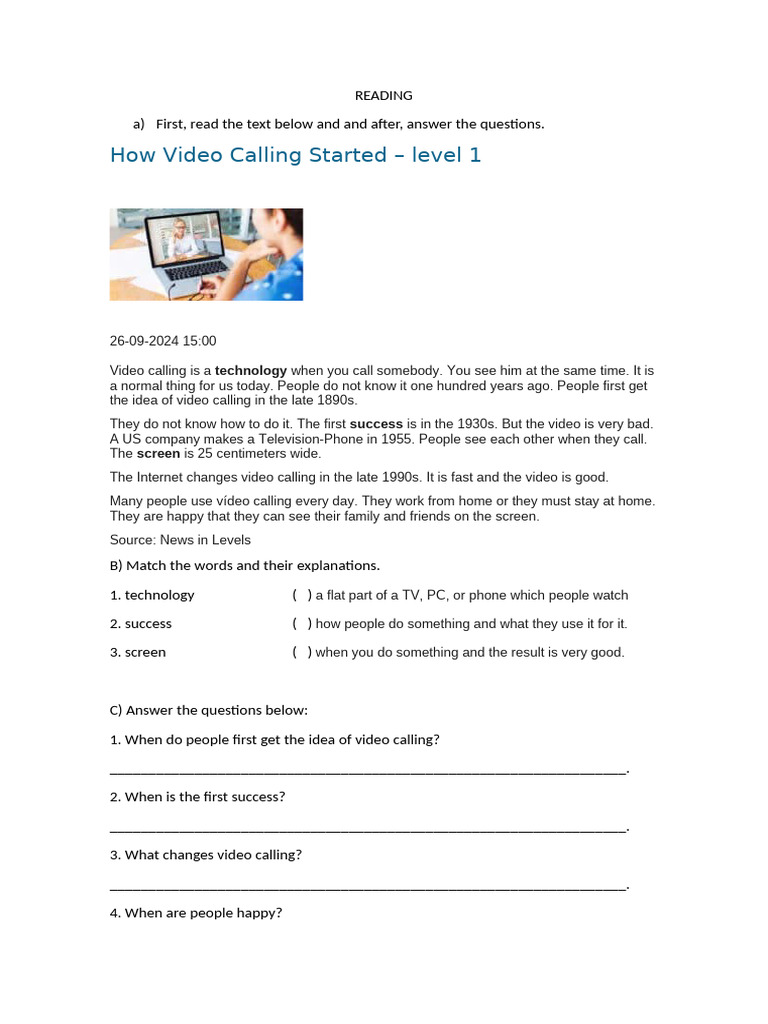 Level 1 Video Calling | PDF