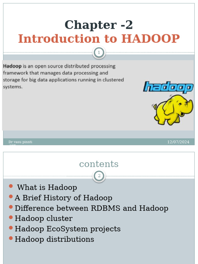 Chapter - 2 Introduction To HADOOP | PDF | Apache Hadoop | Information ...