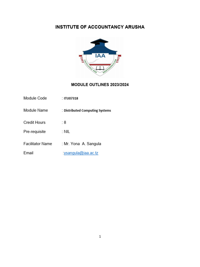 Distributed Computing Systems Module 2023/24 | PDF | Computing ...