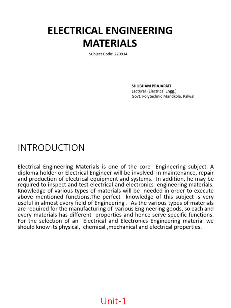 Electrical Engineering Materials Overview | PDF | Semiconductors ...