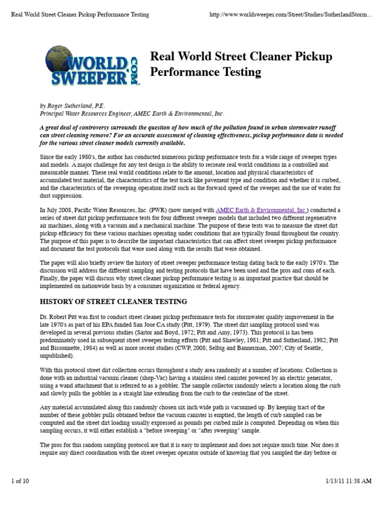 Street Cleaner Pickup Performance Insights | PDF | Vacuum Cleaner | Dust