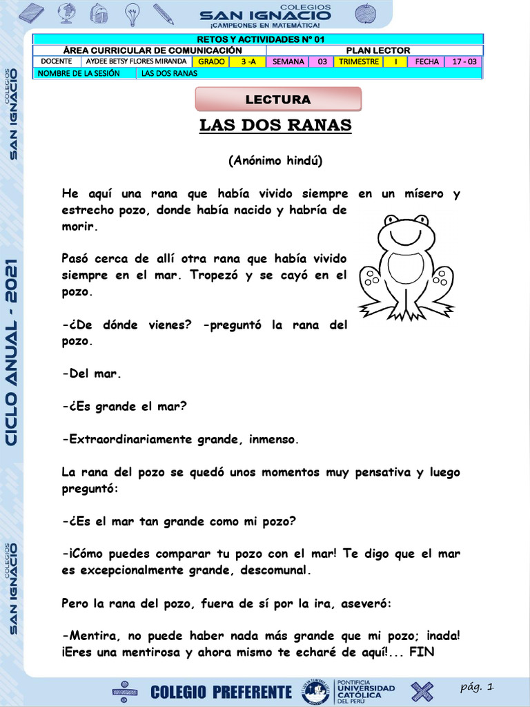 01 Plan Lector-Las Dos Ranas | PDF