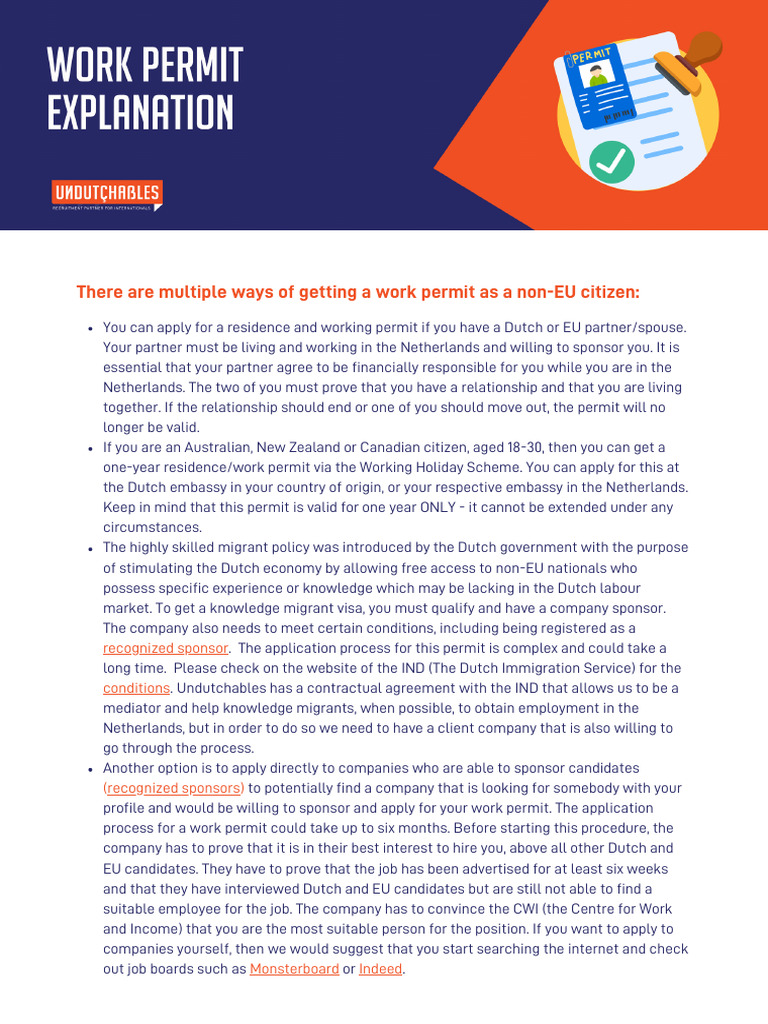 Work Permits in the Netherlands Guide | PDF | Human Migration | Immigration