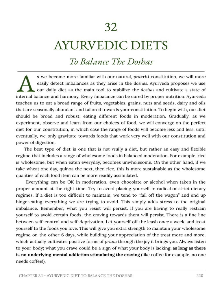 Ayurvedic Diets for Dosha Balance | PDF | Ayurveda | Foods